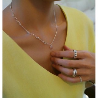 제이요니/두줄공 뱀줄 은목걸이, 실버, 1개