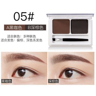 雙色眉粉，防水防汗，持久不脫色，自然，懶人修眉刷，美眉畫眉神器套裝, 1個, 5#黑咖+深棕【普通款】