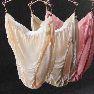 內褲-100%蠶絲內褲大碼蠶絲內褲媽媽內褲高腰孕婦蕾絲薄款老年內褲三角褲