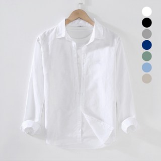 남자 남성 루즈핏 리넨 셔츠 탄탄핏 얇은 헨리넥 긴소매 셔츠 정장셔츠 캐주얼 셔츠 코트 YHY