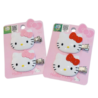 산리오 헬로키티 집게핀 머리핀 헤어클립 2개 세트 레드 핑크 (처리네)