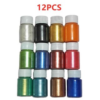 의류염색 천연염색 화방 옷염색 염료 122430 개 세트 컬러 진주 빛 안료 10g 병 DIY 수제 접착제 분말 운모 비누, 없음, 3) 12pcs