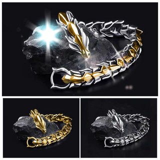 有間小鋪 霸氣龍頭龍麟紋男士手鍊 復古龐克風龍紋編織手環 小眾設計個性粗手環