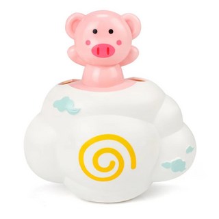 浴室漂浮噴水蛋 戲水恐龍 兒童洗澡玩具, 雲朵小豬（雙吸塑包裝）, 1個