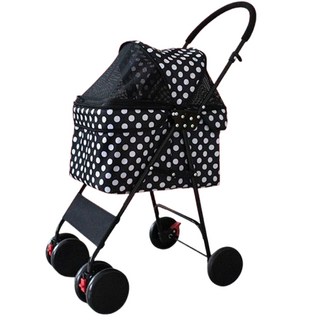 펀키보이 초경량 강아지 유모차 폴딩 소형견용 개모차 5kg 내외 애견 펫모차, 1개, 블랙도트