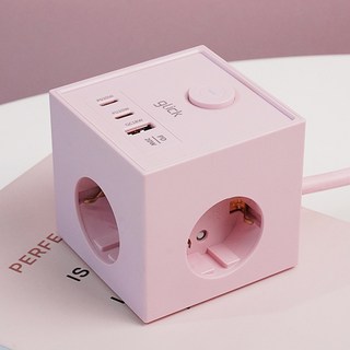 지클릭커 큐브 3구 고용량 4000W USB 멀티탭 LP762CPD 핑크, 1개, 큐브형 3구 핑크, 1.5m