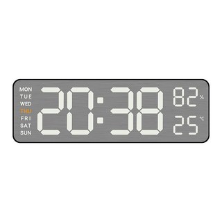 時鐘 鬧鐘電子時鐘 電子鬧鐘 靜音壁掛鐘質感時鐘 鬧鐘數位時鐘 溫濕度掛時鐘 插電智能夜光 數字金屬拉絲 掛鐘桌上時鐘, 黑殼5513