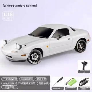 재고 있음 1:18 귀여운 MX-5 미아타 RX7 RC 드리프트 카 2.4g ESP 자이로 플립업 라이트 풀 스케일 원격 조, 01 white