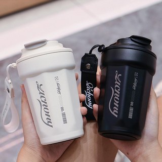 Pinpin 時尚手提隨行316不鏽鋼保溫咖啡杯400ml, 奶油白, 1個