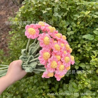 各式編織成品 康乃馨 玫瑰花 畢業花束 永生花 太陽花 畢業禮物 婚禮小物 向日葵花束, 26.粉小雛菊一隻 長約42CM