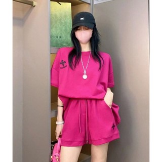 夏日必備韓版顯瘦運動套裝 清爽短袖短褲兩件組 運動休閒都 夏天套裝 女短袖套裝a0246