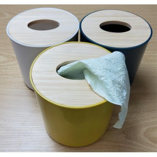인테리어 원형 원목 휴지케이스 3컬러 용기 롤 화장지, 1개, 화이트