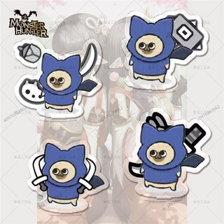 魔物獵人 艾露貓武器款立牌 - Monster Hunter周邊呆貓桌面擺件, 片手,10cm, 1個