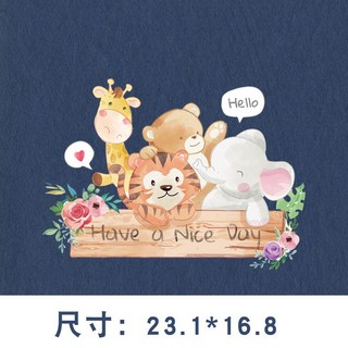 皮卡布 熱熨燙貼 S-E26 小動物 熱轉印貼紙 手工DIY熱轉印燙畫 燙畫貼, 1個, 小動物們(23.1x16.8cm)