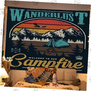 캠프파이어 산 풍경 태피스트리 벽 장식 패브릭 포스터 감성 감성 감성 감성 감성, 1개