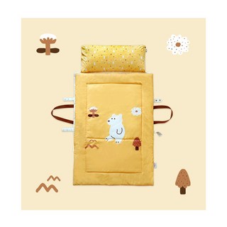 Hans Pumpkin 雙面兒童睡袋三件組 (含枕頭、收納袋) - 幼兒園睡袋/午睡墊/四季可用, 睡袋-白熊寶寶