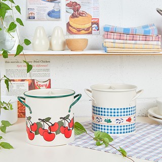 빈티지 복고풍 레트로 스텐 수저통 물빠짐 숟가락통 수저꽂이, 체리, 1개