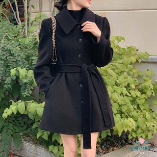 쪼예 러블리 프렌치 카라 벨트 모직 하프 코트