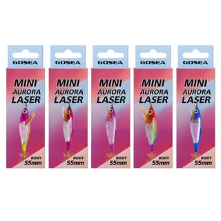 GOSEA 미니 오로라 레이저 에기 55 쭈꾸미 갑오징어 채비 GSF-H4, 1세트, 6g, 레드핑크+퍼플Y+핑크+레인보우+블루