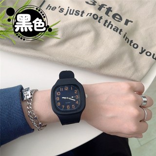 方形數字手錶 考試用錶 簡約運動休閒矽膠石英錶