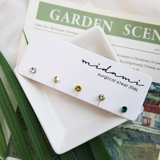 미다미 [5P케이스세트] 4mm 큐빅 데일리 컬러풀 피어싱세트