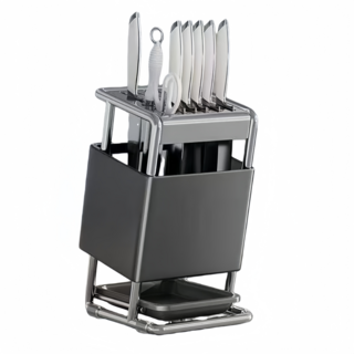 1988Life 주방 스테인리스 물빠짐 칼꽂이, 1개, 그레이