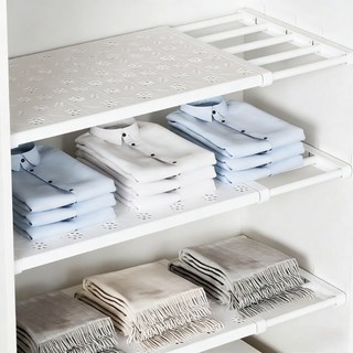 옷장 정리 선반 길이조절선반 확장형수납구조 옷장정리용, 화이트, 1개