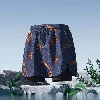 雙層泳褲男防尷尬三分成人速乾透氣彈性寬鬆游泳運動沙灘褲