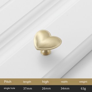 新中式家具用愛心形把手實心黃銅單孔金色門把手櫥櫃抽屜把手現代家居裝飾五金, A1, 1個