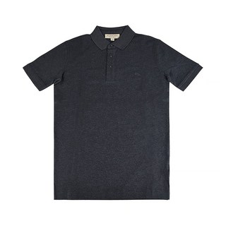 BURBERRY灰戰馬LOGO內襯格紋設計純棉POLO衫(男款/深灰)