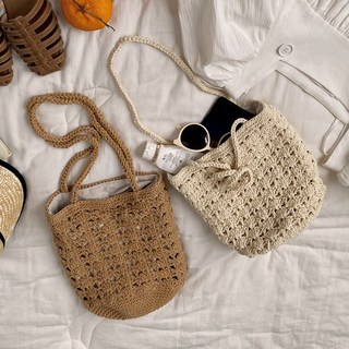 DODLXL 뜨개 그물 복조리 숄더 에코백 원통버킷