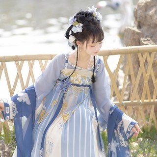 一夕笙歌 原創藍莓果醬漢服 女刺繡齊胸漢元素套裝 僊氣飄逸日常春夏漢服