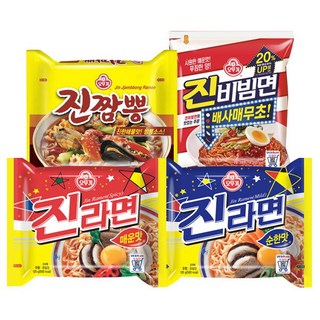 [오뚜기] 진진비짬 진라면 매운맛 5개 + 진라면 순한맛 5개 + 진비빔면 4개 + 진짬뽕 4개, 18개