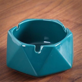 【熱銷Top1-限時下殺】造型煙灰缸 北歐陶瓷煙灰缸 輕奢金色創意個性時尚防風菸灰缸 客廳家用辦公室潮流帶蓋煙缸 菸灰缸, 綠六邊形-菸灰缸, 1個