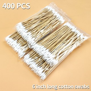6인치 긴 면봉 이중 뾰족한 팁 대나무 스틱 400개 애완동물 메이크업 건 청소용