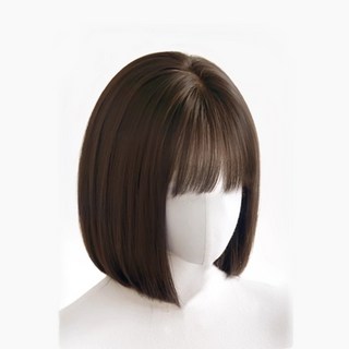 salimm 여성 스트레이트컷 내츄럴 단발머리 전체 통가발 가발망 포함, 1개, 쿨브라운