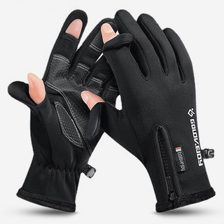 GOLOVEJOY 防寒抗凍手套 觸控螢幕防風防水機車手套 保暖手套, 翻指款黑色