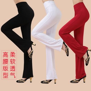 廣場舞褲子 女長褲 微喇莫代爾舞蹈褲 運動服裝拉丁舞跳舞褲 高腰喇叭褲