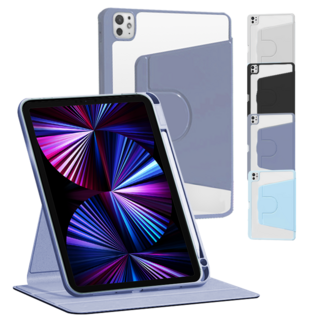 貼膜達人 iPad 360度旋轉智慧休眠保護套 立架平板保護殼, 白冰藍, 1個