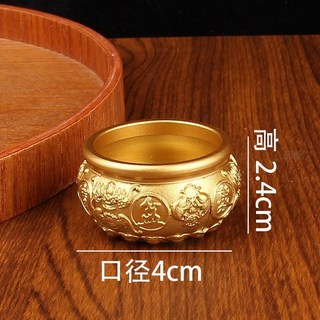 Liha 黃銅聚寶盆擺件 開運納福聚財擺設 實心黃銅材質 玄關裝飾 家居辦公室桌面擺飾, 4cm雙魚聚寶盆