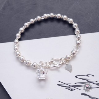 足銀手鍊 光珠 皇冠 吊飾《親子》小孩純銀手鍊 寶寶手鍊 小孩純銀手鍊 親子手鍊 足銀990。正生純銀