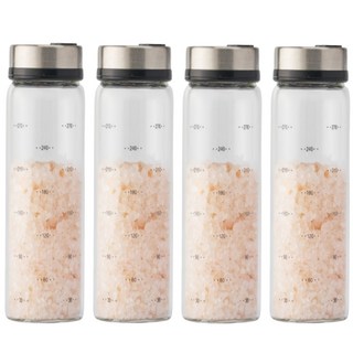 일상쏙 3구 유리 양념통 세트 밀폐 조미료통 양념병 소금통, 300ml, 4개