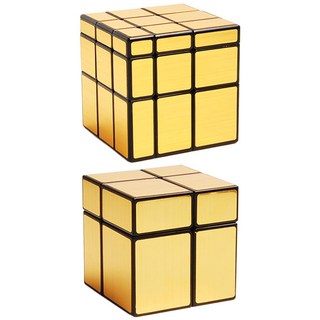 미러 큐브 2x2 3x3 세트 메탈릭 매직 cube 사각 메탈 레이저 블럭 장난감 거울 루빅스 선수용 스피드 큐빙 루빅 전문가 기어 키덜트 취미 용 퍼즐, 1세트, R99738D(골드 2개, 1세트