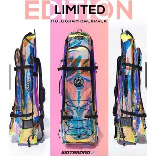 Breathe彩繪款碳纖蛙鞋 贈FORZA短龍骨腳套及組裝 自由潛水 自潛長蛙 彩繪長蛙, WATERPRO炫光長蛙袋, 1個