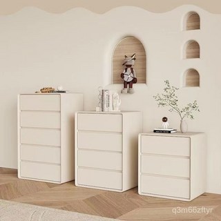 奶油風五鬥櫃 臥室收納櫃 全實木多層抽屜櫃 客廳儲物櫃, 白色,三斗長55寬40高60