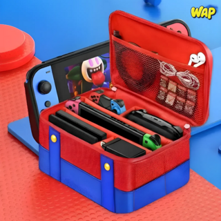WAP 닌텐도 스위치1 2 마리오 가방 케이스 여행 캠핑 올인원 파우치, 1개, 블루레드