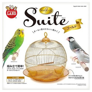 MARUKAN 小鳥精緻套房 金屋 MK-MB-363 鸚鵡籠 附配件 適合小型鳥類, 1箱, 金色