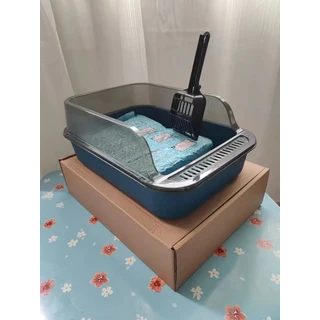 고양이 쓰레기통 세트 대형 울타리 세미 밀폐 두꺼운 특종 반려동물 용품, 06 Blue and cat litter