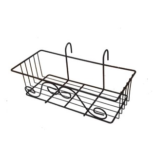 陽台欄杆鐵藝花槽架 壁掛懸掛花盆架 園藝裝飾花架, 古銅色, 1個