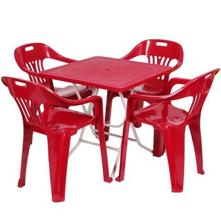 지오리빙 플라스틱 테이블 의자 세트 야외테이블세트, 사각+하이의자(마르살라)